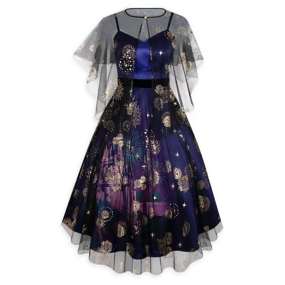 Disney World 50th Anniversary Cinderella Castle Fireworks Dress Earidescent NEW - Picture 1 of 5